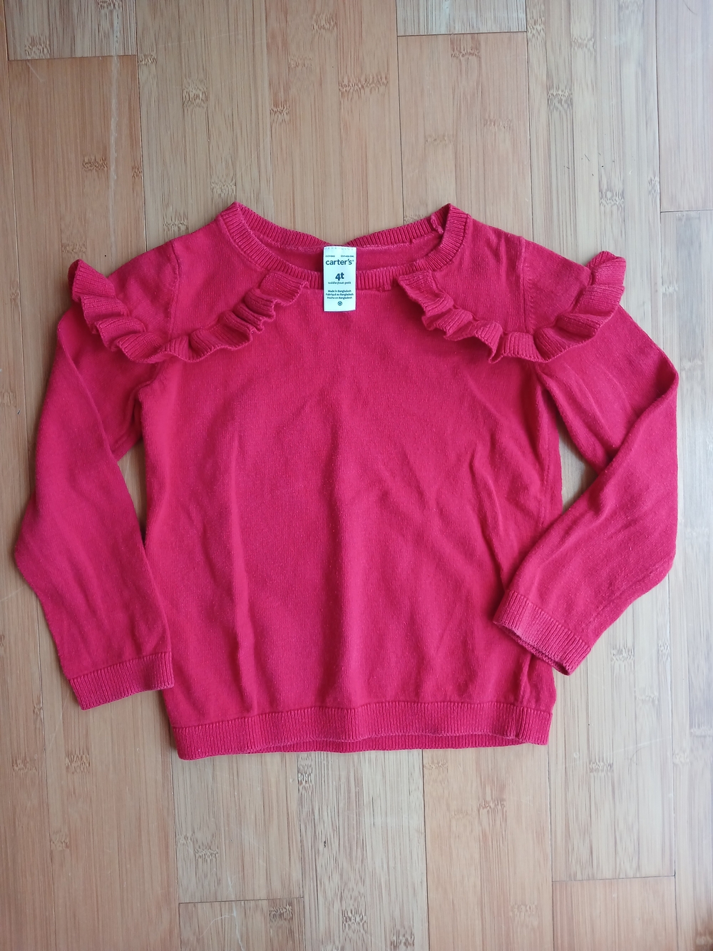 Carter's Red Ruffle Shoulder Crewneck Sweater